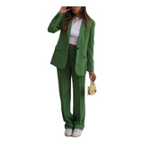 Chaqueta De Mujer Blazer + Pantalones Rectos De Cintura Alta