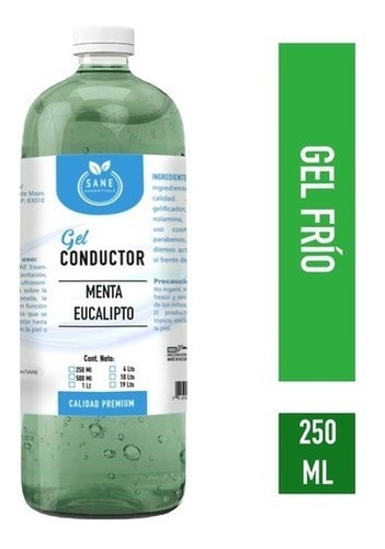 Gel Conductor Premium Frio Eucalipto Menthol 250ml Sane