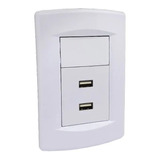 Modulo Usb Doble Toma Carga Rapida Pared Linea Sica Blanco