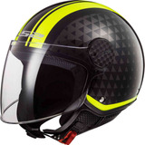 Casco Abierto Ls2 Sphere Lux Crush Negro Amarrilo Fluo