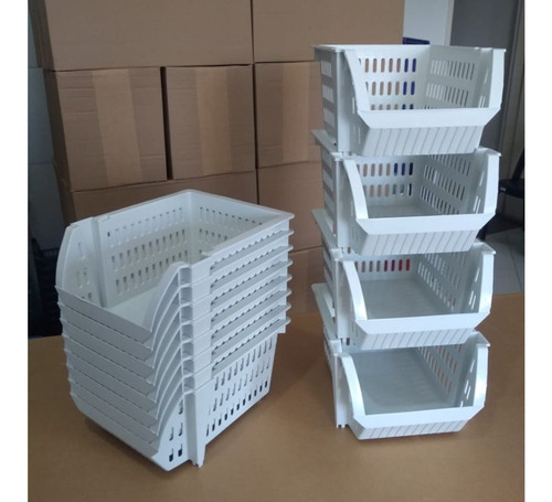 8 Caixas Bin Organizadora Plástica Empilhável Plástico Cesto