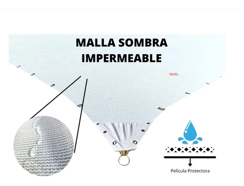 Lona Sombra Impermeable 4x7 M 90% Blanca Raschel Reforzada 
