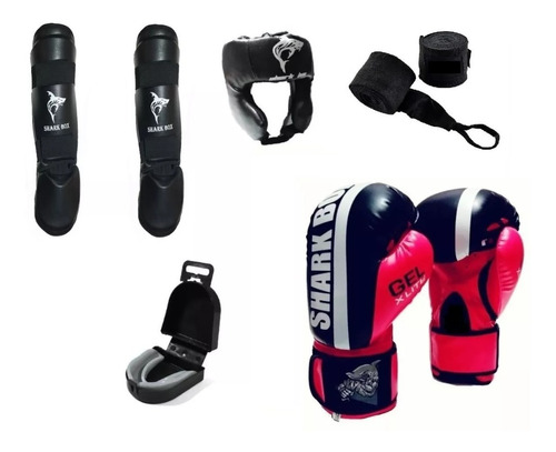 Kit Mma, Kick Boxing...guantes+tibiales+cabezal+vendas+bucal