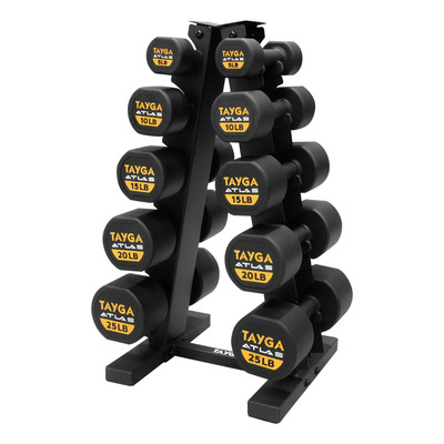 Rack Set 5 Pares Mancuernas Atlas 5 A 25 Lb Tayga Color Negro | Meses sin interés
