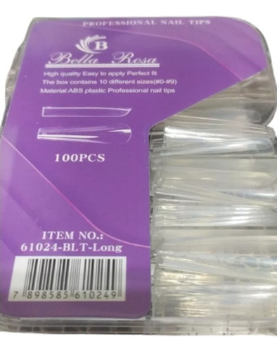 100 Unhas Postiça Bailarina Extra Longa Transparente