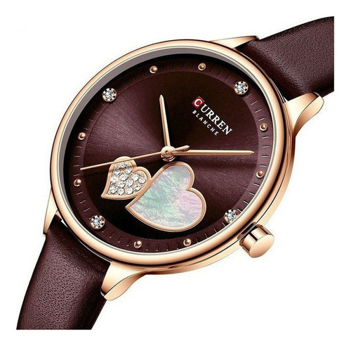 Reloj De Cuarzo De Cuero Con Diamantes Casual Curren