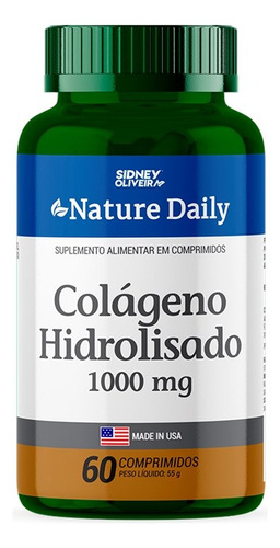 Colágeno Hidrolisado 1000mg Made In Usa Nature Daily 60 