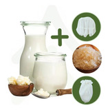 Kefir De Leite E Kefir De Água Com Coador Voal E Tampa Voal