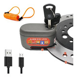 Candado Disco Alarma Bloqueo Moto Bateria Recargable Usb