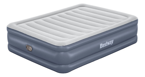 Colchon Inflable Bestway Queen De Doble Altura Con Bomba Color Gris Oscuro