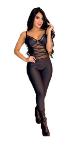 Enterizo Mujer Tipo Corset Encaje Elegante Transparencias Jb