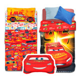 Set Sabanas Piñata + Acolchado Reversible + Almohadon Cars