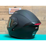 Casco Negro Mate Stop Led Luz Abatible Certificado Pulsa