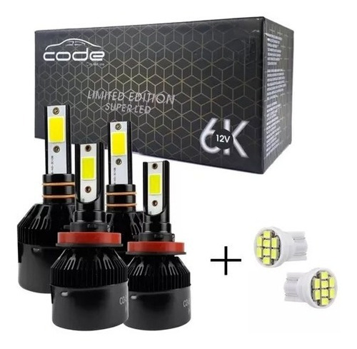 Kit 4 Lâmpada Ultra Led Super Farol Alto Baixo + Milha 6000k