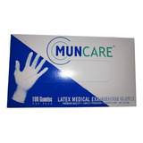 Guantes Descartables Muncare Examinación Color Blanco Talle M De Látex Con Polvo X 100 Unidades