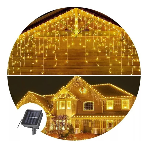 Luces Navidad Cascada Solar 200 Led Cascada Cubre 5 Metros