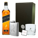 Regalo Johnnie Walker Black Label + Petaca Acero + Vaso 