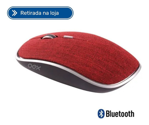Mouse Bluetooth E Wireless 1600 Dpi Oex Twill Ms600 Vermelho