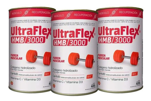 Ultraflex Hmb 3000 Colágeno Fuerza Muscular Polvo X 3u
