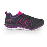 Tênis Olympikus Feminino Cyber 2 Corrida Preto / Rosa / Roxo