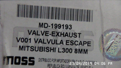 Valvula Escape Mitsubishi L300 Panel 6mm Set 2 Foto 3