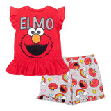 Sesame Street Elmo - Conjunto De Camiseta Y Pantalones Cort.