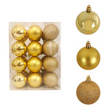 Adornos Navidad 24pz Esferas Navideñas 3cm Decoracion Arbol Color Dorado Liso