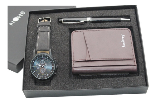 Set Reloj Hombre  Cartera  Pluma Elegante Yasole 