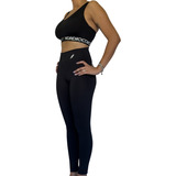 Conjunto Calza Larga Mujer + Top Con Elastico -sport Fitness