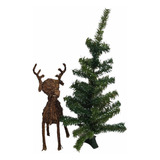 Kit Arbol Pino Navidad Artificial + Reno Artesanal 60 Cm 