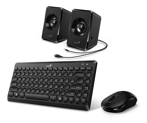 Kit Teclado Mouse Inalambricos Y Parlantes Para Pc Genius