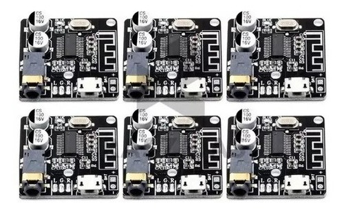 Kit X 6 Mini Modulo Placa Receptor Bluetooth 5.0 Áudio Mp3 