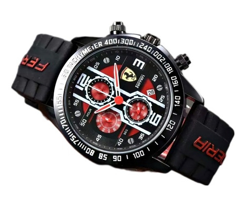 Reloj Ferrari Con Calendario Y Cronografo Funcional Rojo