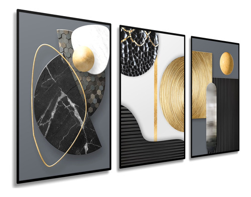 Cuadros Decorativos Economico Moderno Gold Black Abstract