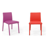 Set Sillas Infantiles Lugo X2 Cuero Sintético Asiento Morado/rojo