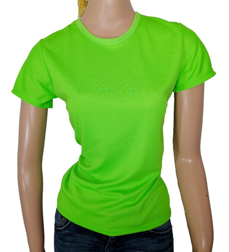 Playera Para Sublimar Deportiva Verde Neón Mujer C/redondo