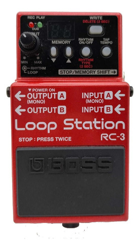 Pedal De Efeito Boss Loop Station Rc-3  Vermelho