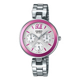 Reloj Fashion Casio Ltp-e407d-4avdf Pulso Acero Para Mujer Color De La Correa Plateado Color Del Fondo Blanco