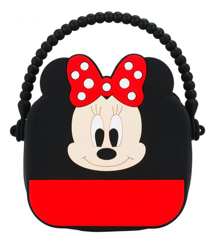 Bolsa Infantil Silicone Minnie Mouse Disney Licenciado 15 Cm Cor Vermelho