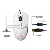 Mouse Gamer 2400dpi 6 Botões Branco Led Rgb Hoopson Ms-030b Cor Branco