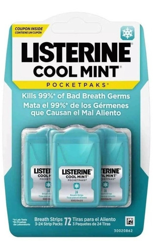 Folhas Listerine Pocketpaks Cool Mint - 1 Pct Com 4 Unidades