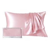 Funda De Almohada De Seda Natural Para Cabello Y Piel Rosa E