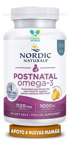 Nordic Naturals 60 Softgels Sabor Limón De Omega3  Posparto