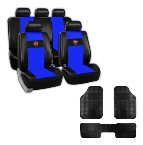 Funda Cubre Asiento Azul Cuerina Para Strada Y Alfomb 3pz