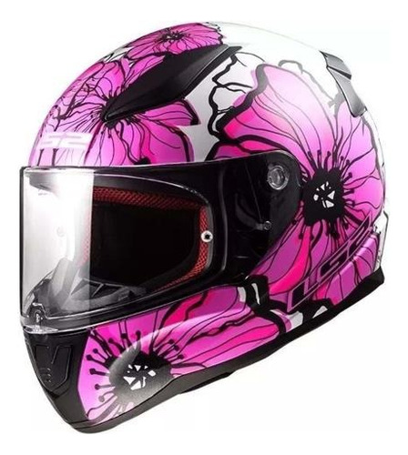 Casco Para Moto Ls2 Ff353 Rapid 2 Poppies Rosa/ Blanco 