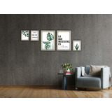 Set De 5 Cuadros Deco Living Frases Positivas  Botanico