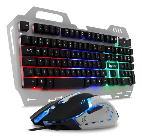 Kit Teclado E Mouse Gamer Knup Kp-2054 Português Cor Cinza