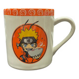 Caneca Em Porcelana Naruto Ramen Chibi 330 Ml Branca Laranja