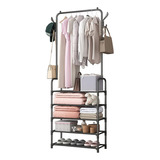 Rack Ropero Armable Perchero Organizador Ropa Multifuncion Color Negro