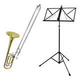 Kit Trombone Vara C Rotor Tb 200vr + Estante De Partitura S2